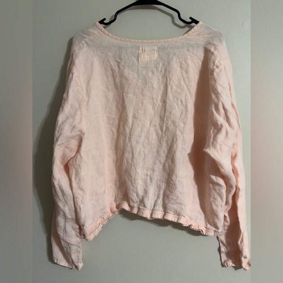 Flax Light Pink Linen Blouse Size 1G - Picture 3 of 4